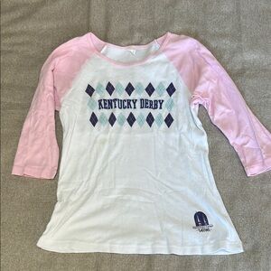 Bella Canvas Pink and White Kentucky Derby Raglan Tee